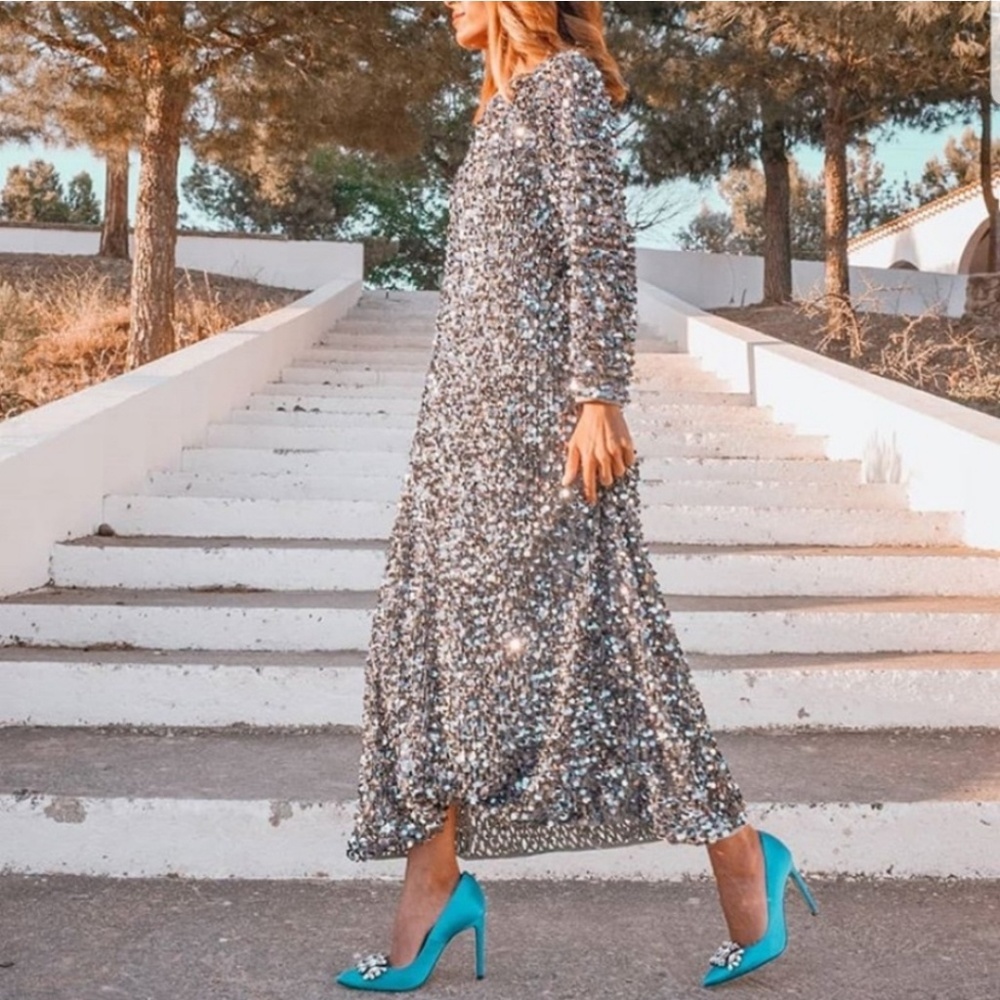 🌸HP🌸Zara Limited Edition Mesh Sequin Dress - Picture 2 of 6